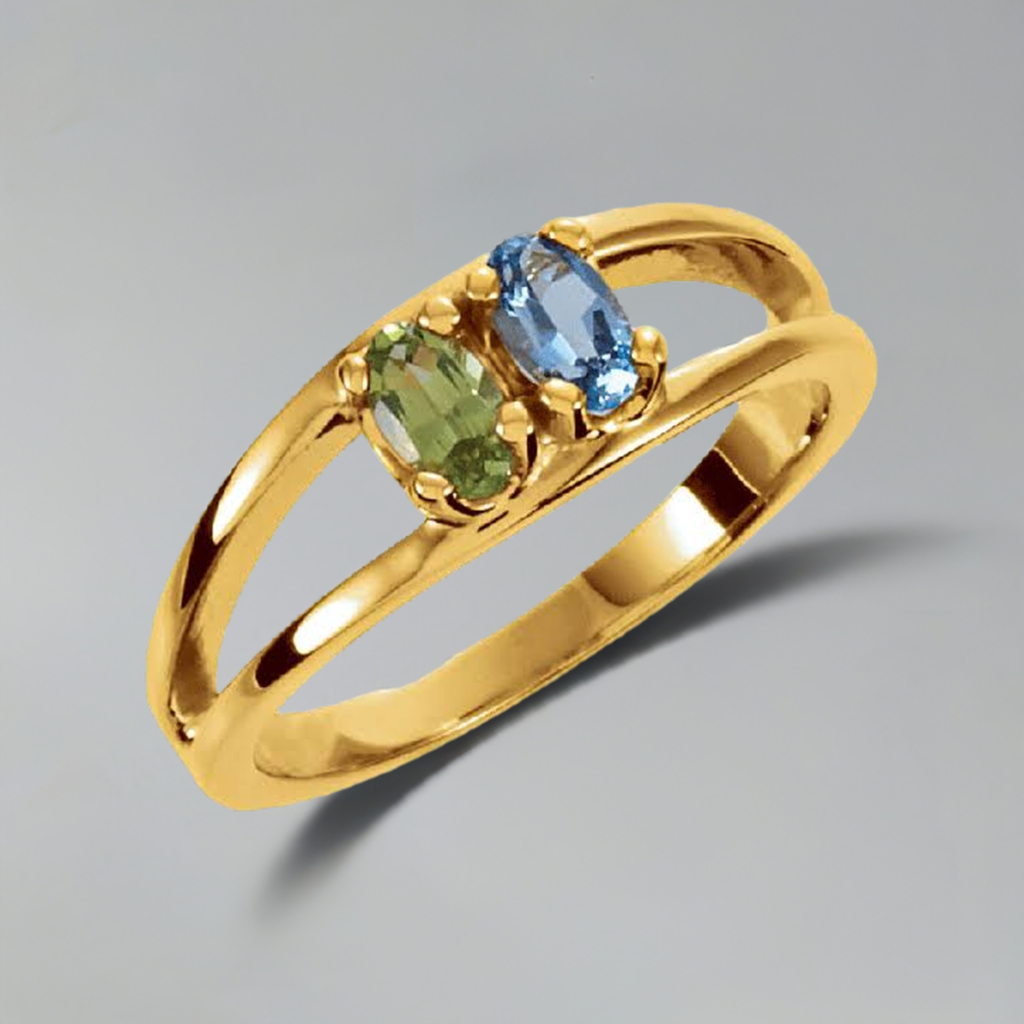 Two Stone Oval Mothers Ring - MothersFamilyRings.com
