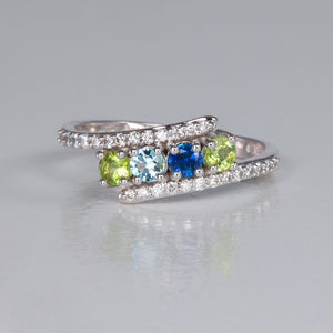 white gold bypass birthstone ring