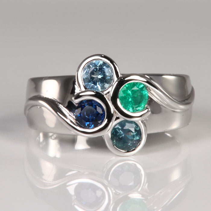 bezel set mothers ring four stones