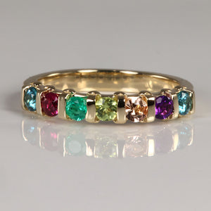 seven stone mothers ring with heart accents