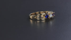 Three Birthstone Split Shank Mothers Ring