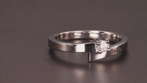 Engraved Ring With One 3mm Natural Gem