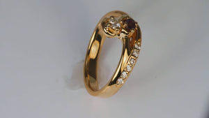 Curled Two Birthstone Mother Ring with Diamond* Christopher Michael Design