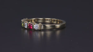 6 Stone Christopher Michael Design Mother's Ring / Band Heart