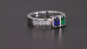 Exquisite Two Stone Oval Mothers Ring with Diamonds Designed by Christopher Michael