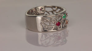 Wider 5 stone Vine Ring With Natural Gems