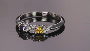 2 Birthstone Mothers Ring With .11 carats of Fine  Diamonds by Christopher Michael