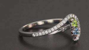 Two Birthstone Custom Mothers Ring With Fine Cut Diamonds by Christopher Michael