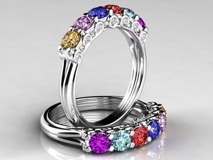 Larger 3.5 mm Six Birthstones by Christopher Michael With Diamond Accent*