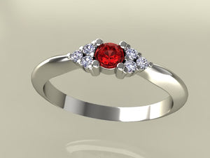 1 Birthstone Mothers Ring With .06 carats of Fine Diamonds by Christopher Michael* - MothersFamilyRings.com