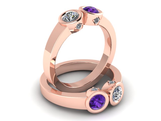 Christopher Michael Design with 2 Bezel Set Gemstones and Diamonds