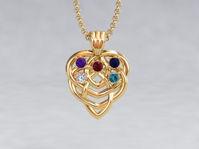 Celtic Mothers Birthstone Pendant 5 Stone* Christopher Michael Design