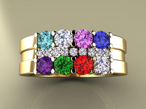 8 Birthstone Mothers Ring with Diamonds* Christopher Michael Design