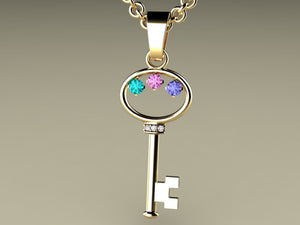 Key To My Heart Mother's Pendant with Three Birthstones*
