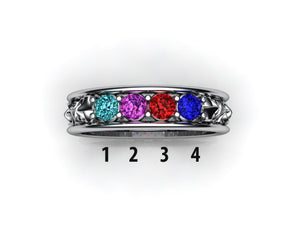 Christopher Michael designed Celtic Style Mothers Ring With Four 3mm Natural Birthstones*