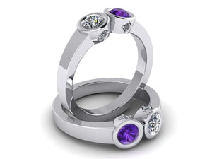 Christopher Michael Design with 2 Bezel Set Gemstones and Diamonds