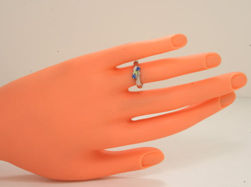 3 Birthstone Fluted Bypass Shank Mothers Ring* - MothersFamilyRings.com