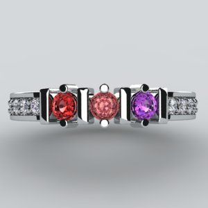 Original Christopher Michael Designed 3 Stone Mothers Ring With Fine Cut Diamonds* - MothersFamilyRings.com
