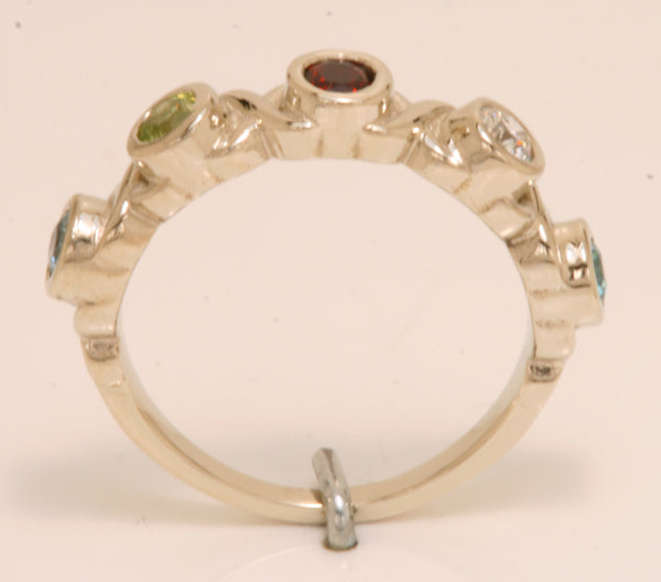 4 Stone Bezeled Hugs and Kisses Mothers Ring* Designed by Christopher Michael - MothersFamilyRings.com