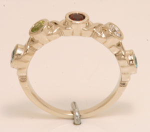 4 Stone Bezeled Hugs and Kisses Mothers Ring* Designed by Christopher Michael - MothersFamilyRings.com