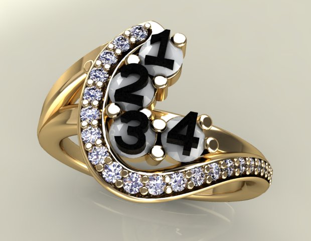 Four Birthstone Custom Mothers Ring With Fine Cut Diamonds* by Christopher Michael