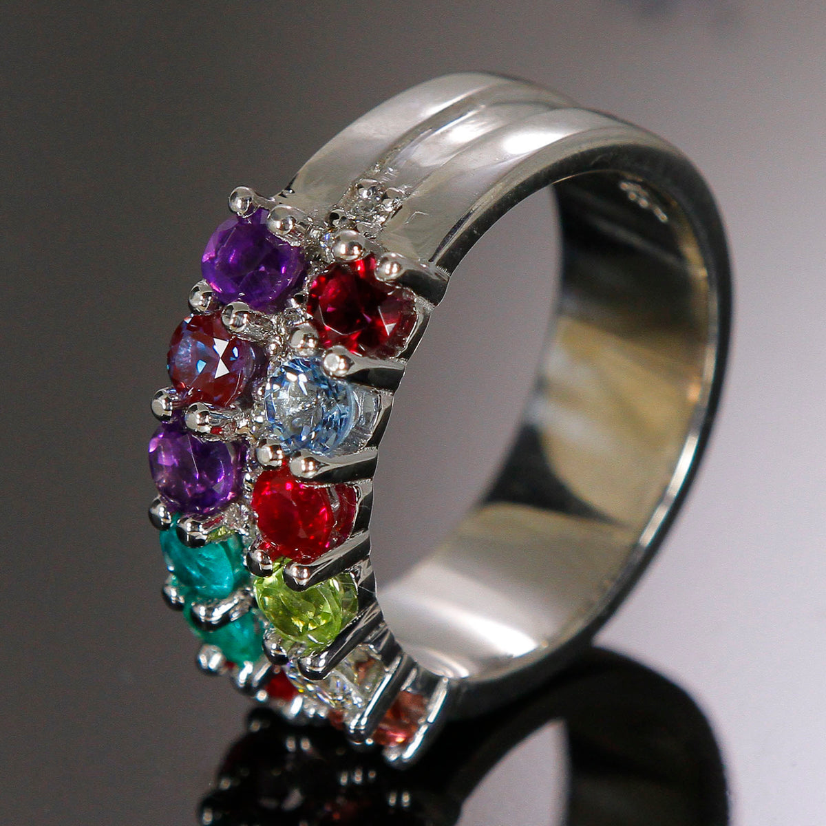 12 Stone Mothers Ring with Diamonds* Christopher Michael Design - MothersFamilyRings.com