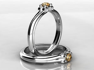 Larger 3.5 mm One Birthstones Mothers Ring by Christopher Michael With Diamond Accent*