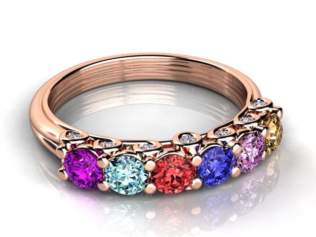 Larger 3.5 mm Six Birthstones by Christopher Michael With Diamond Accent*