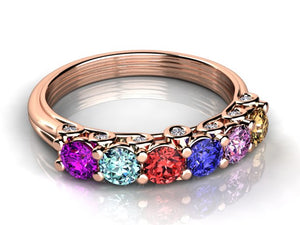 Larger 3.5 mm Six Birthstones by Christopher Michael With Diamond Accent*