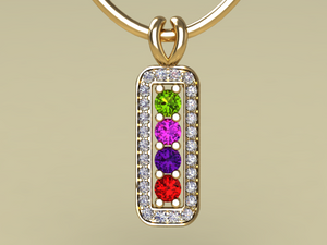 4 Birthstone Mothers Pendant with Diamonds Around by Christopher Michael* - MothersFamilyRings.com