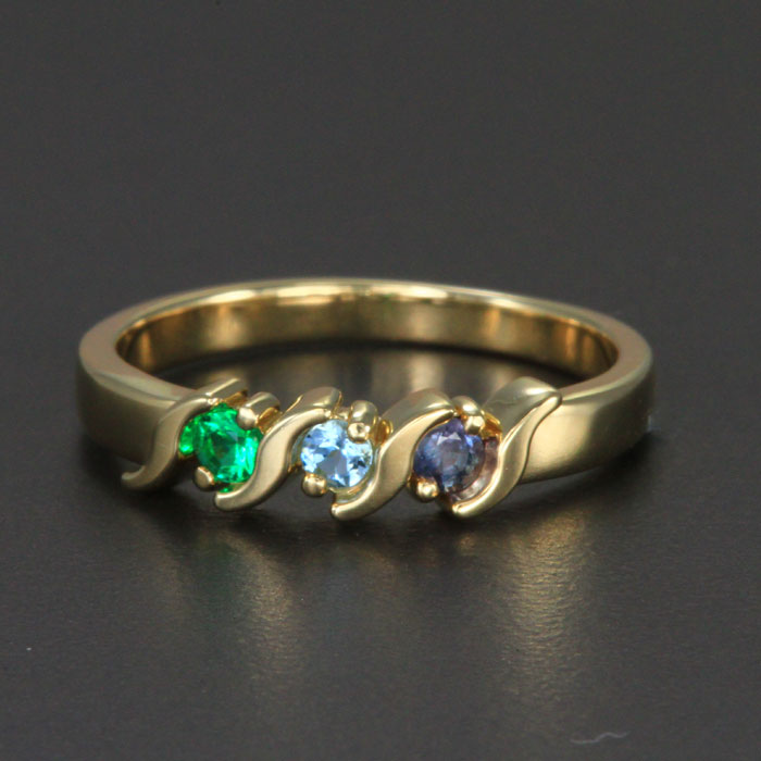 3 Stone S bar Mothers Ring* - MothersFamilyRings.com