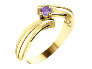 1 Birthstone Fluted Bypass Shank Mothers Ring* - MothersFamilyRings.com