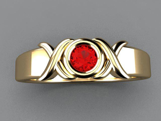 1 Stone Bezeled Hugs and Kisses Mothers Ring* Designed by Christopher Michael - MothersFamilyRings.com