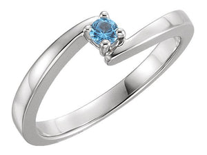 1 Stone Bypass Mothers Ring 3mm Birthstones* - MothersFamilyRings.com