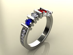 Original Christopher Michael Designed Four Birthstone Mothers Ring With Fine Cut Diamonds*
