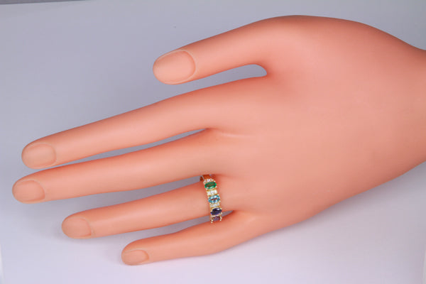 Christopher Michael Designed 4 Stone Oval Mothers Ring with Diamond* - MothersFamilyRings.com