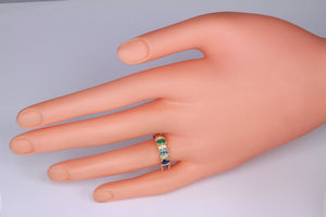 Christopher Michael Designed 3 Stone Oval Mothers Ring with Diamond* - MothersFamilyRings.com