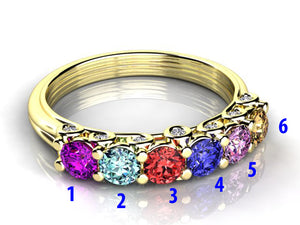 Larger 3.5 mm Six Birthstones by Christopher Michael With Diamond Accent*