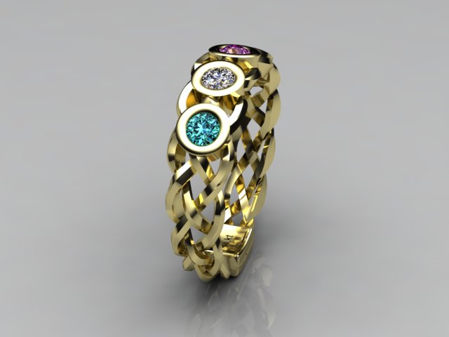 Custom Designed by Christopher Michael  Mothers Ring With Four Bezeled 3mm Birthstones*