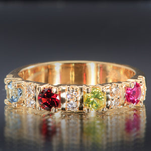 4 Birthstone Christopher Michael Designed Mothers Ring with Fine Diamonds* - MothersFamilyRings.com