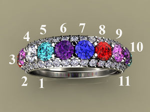 Eleven Birthstone Mothers Ring by Christopher Michael*