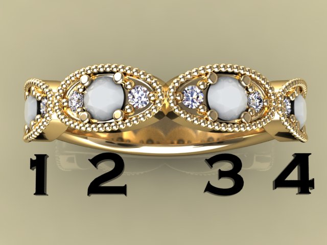 Classy 4 Birthstone Mothers Ring by Christopher Michael with Fine Cut Diamonds* - MothersFamilyRings.com