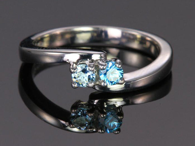 2 Stone Bypass Mothers Ring 3mm Birthstones* - MothersFamilyRings.com