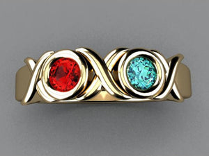 2 Stone Bezeled Hugs and Kisses Mothers Ring* Designed by Christopher Michael