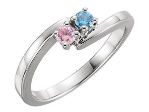 2 Stone Bypass Mothers Ring 3mm Birthstones* - MothersFamilyRings.com