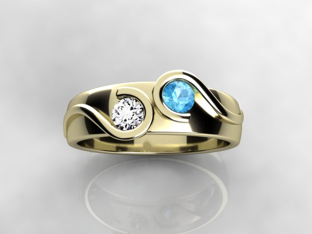 Larger Round Fine Natural Two Birthstone Mothers Ring* designed by Christopher Michael