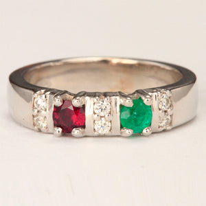 Our Most Popular Mothers ring with Two Larger 3.5 mm Gems by Christopher Michael* - MothersFamilyRings.com