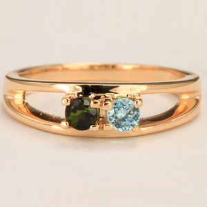Two Birthstone Split Shank Mothers Ring* - MothersFamilyRings.com