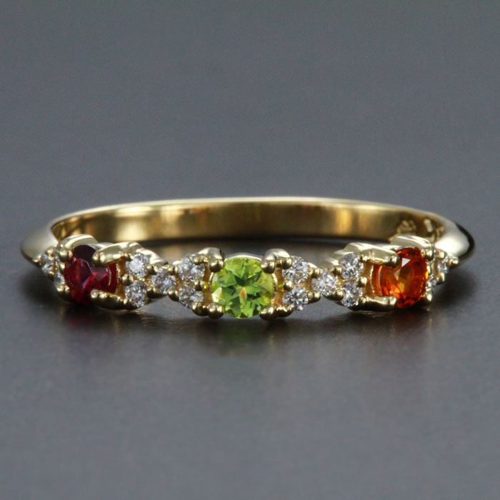 3 Birthstone Mothers Ring With .16 carats of Fine Diamonds by Christopher Michael* - MothersFamilyRings.com