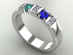 2 Birthstone Christopher Michael Designed Mothers Ring with Fine Diamonds* - MothersFamilyRings.com